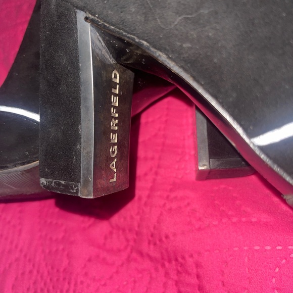 VINTAGE AUTHENTIC LAGERFELD for CHANEL BLACK SOFT SUEDE & LEATHER BOOTS size 5’5